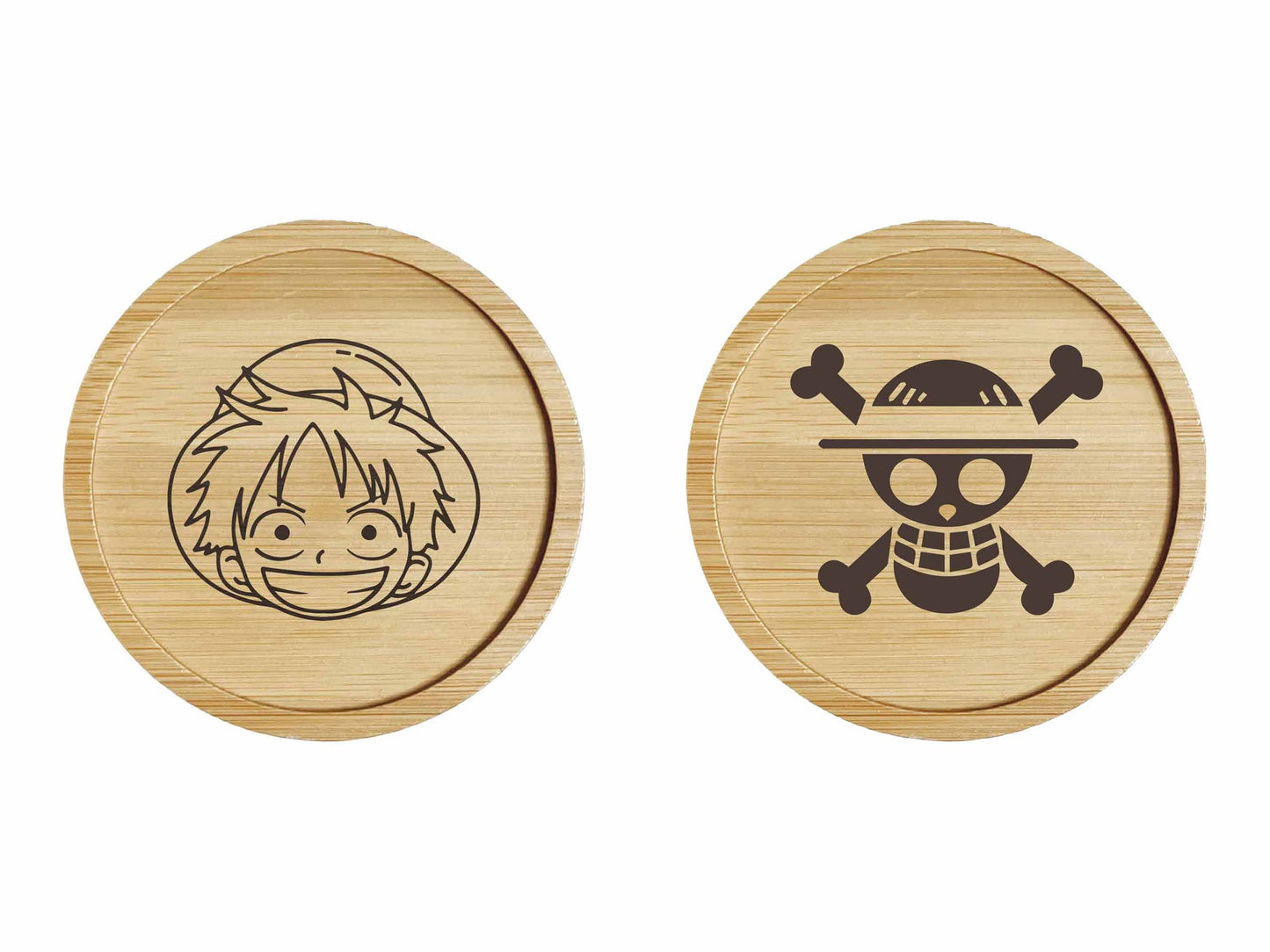 Dessous de verre en bambou | One Piece | Duo Luffy