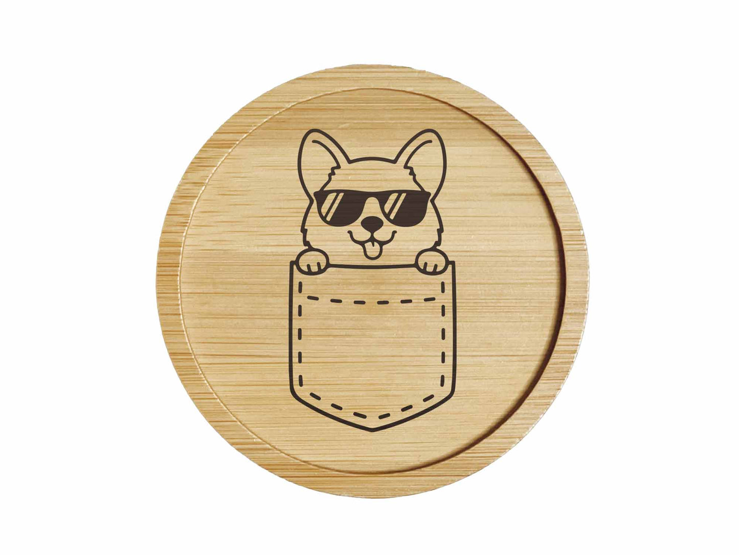 Dessous de verre en bambou | Animaux | Corgi