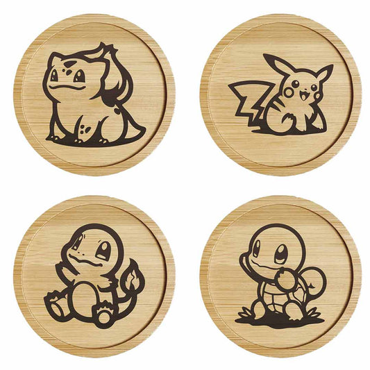 Pack de 4 dessous de verre en bambou | Pokemon
