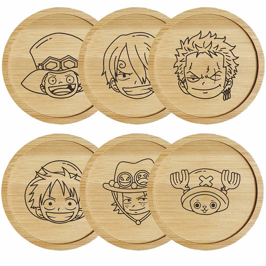 Pack de 6 dessous de verre en bambou | One Piece